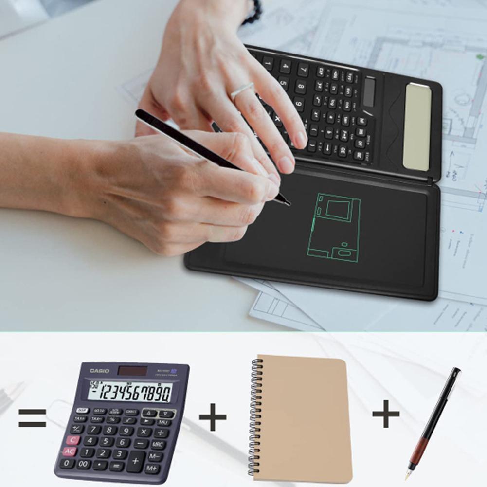 Katlanabilir Hesap Makinesi ve 6 İnç LCD Yazı Tableti Dijital Çizim Tableti Stylus Kalem Silme Düğmesi ile Ofis Öğrenciler Çocuk İşletme İçin