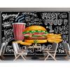Carta da Parati 3d Hamburger Patatine Fritte Tema Cucina Fast Food Murale da Parete Pizza Snack Bar Decorazione Carta da Parati