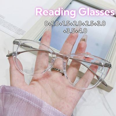 Unisex Ultraleichte Metall Modische Lesebrille Cat-Eye Transparentes Gestell Anti Blaulicht Brille Dioptrien 0 bis +4.0