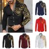 Men Long Sleeve Shirt With Metallic Print For Casual Wear And Spring Fashion