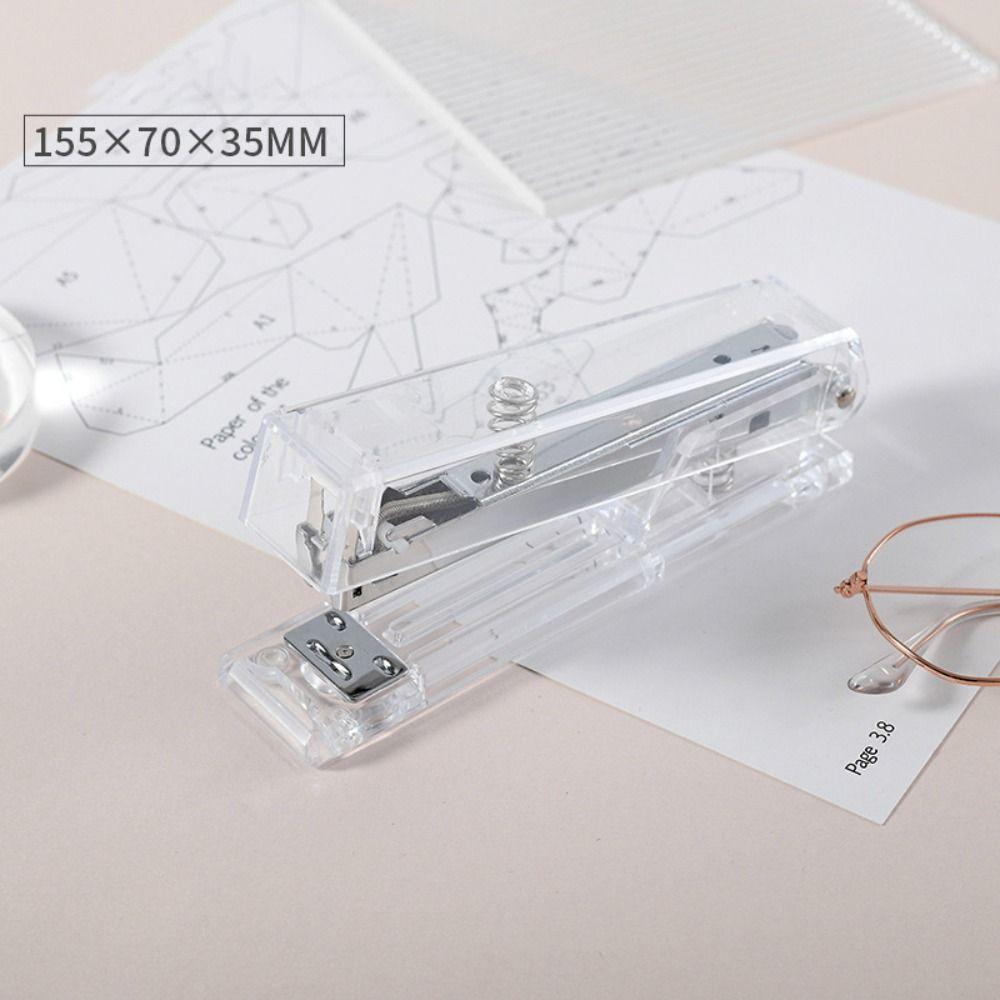 Manual Paper Stapler Rose Gold Book Binding Machines Transparent Stapler  School Office Supplies