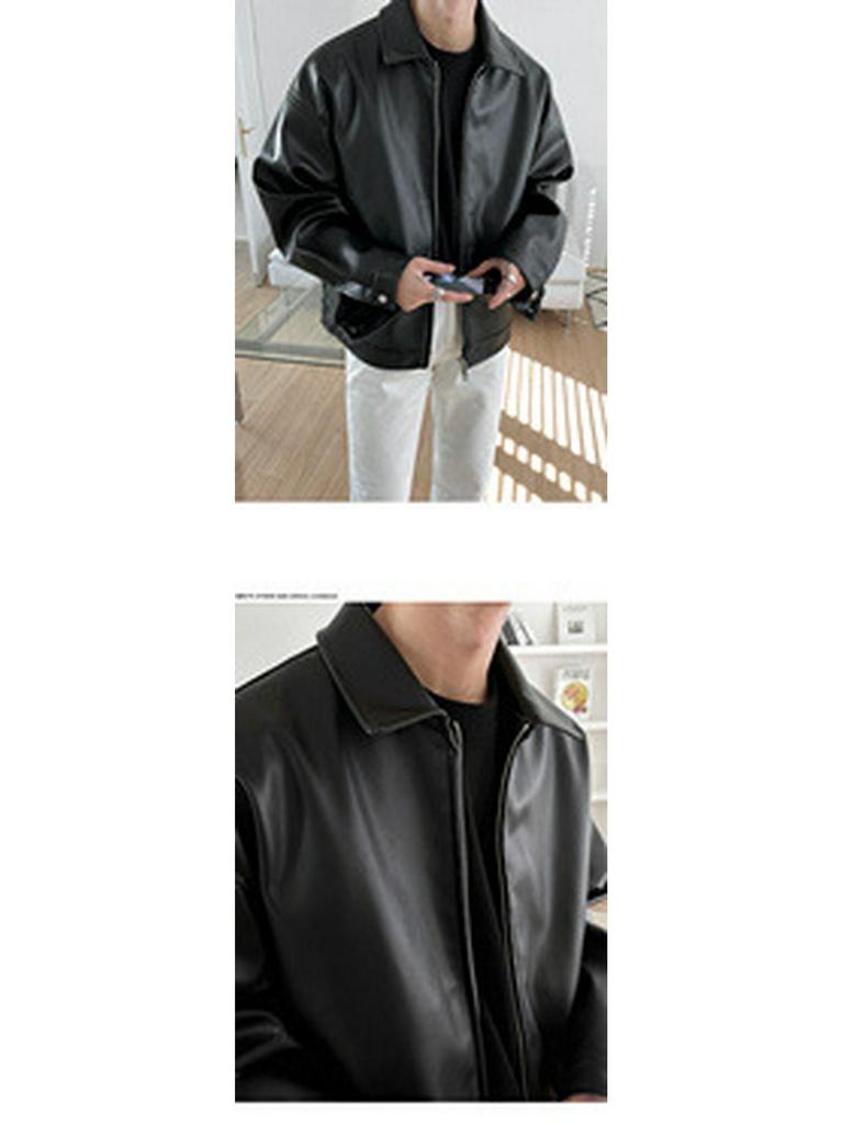 Pánská baseballová bunda z PU kůže - 2023 Trendy jarně-podzimní motorkářská bunda v korejském stylu