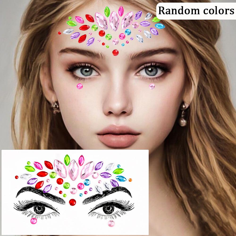 Colorful Rhinestone Face Decorations for Music Festivals & Parties