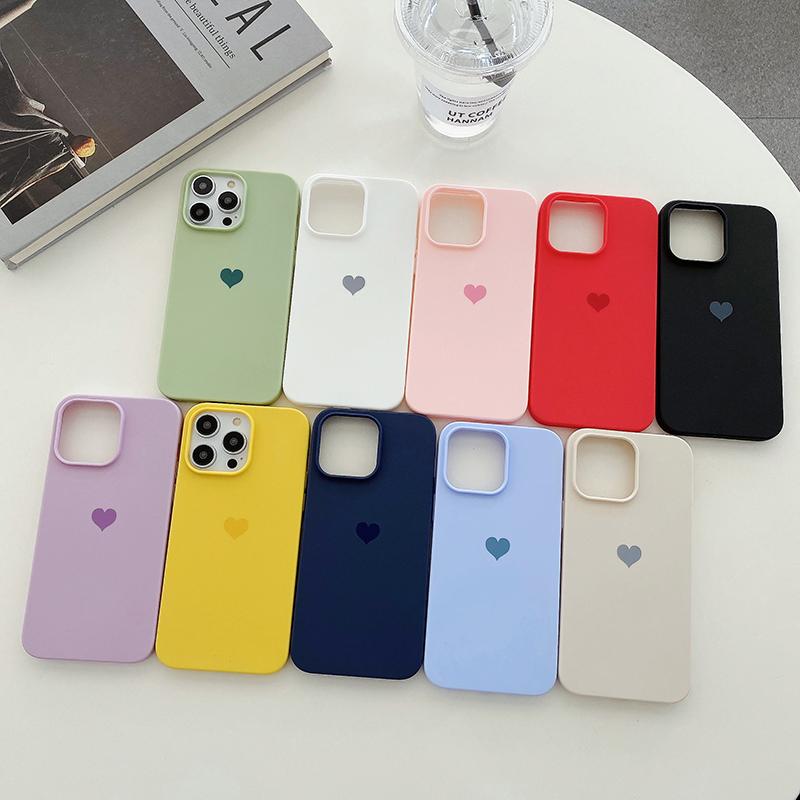 Matte Candy Color Love Heart Soft TPU Case For iPhone 14 13 12 11 Pro Xs Max 8 7 Plus X Xr SE Frosted Back Cover Silicone Shell