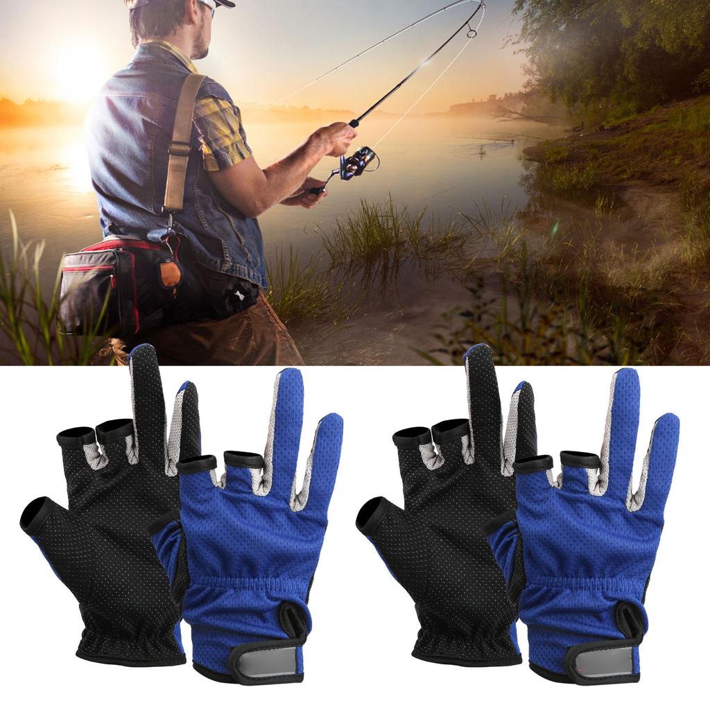 2 Pair Three Finger Fishing Gloves Neoprene Breathable Gloves with Antiskid Convex Point