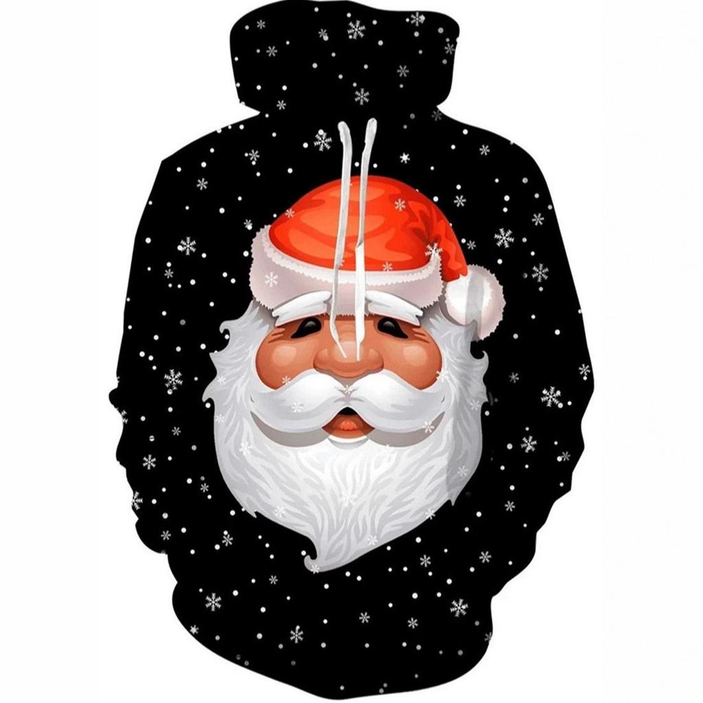 Autumn Winter Creative Colorful Christmas Series 3D Digital Printed Men's Loose Fitting Pullover Hoodies Fashionable Long Sleeved Hoodies
