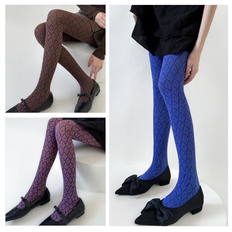Women Vintage Sweet Girls Slimming Pantyhose Stockings Dark Floral Patterned Opaque Silky Skinny Tights Leggings Hosiery