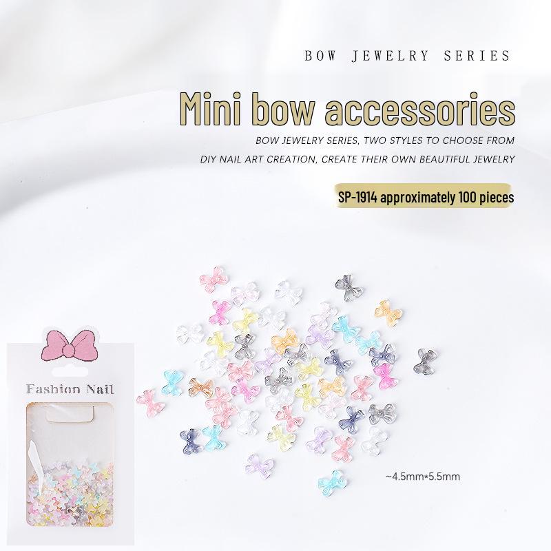 

Мини Бантики Украшения для Нейл-арта: 100 Красочных Полимерных Плоских Бантиков