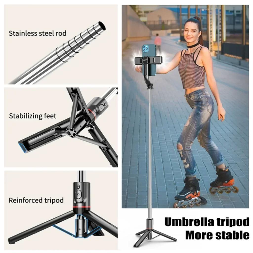 Selfie Stick Stativ 116cm Bluetooth Wireless Remote Füllen Licht Tragbare Telefon Stehen Live-Streaming Video Aufnahme L13d