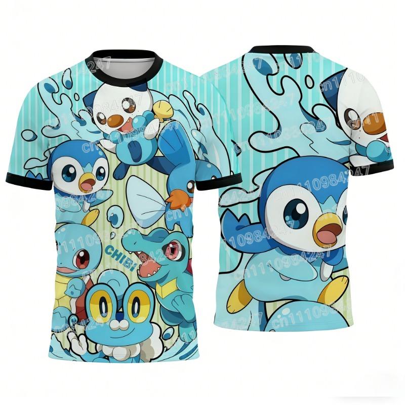 2026 New Ash Ketchum Pikachu Pokemon T-Shirts Anime Short Sleeve Tees Unisex Couple Tops Summer Streetwear for Kids Adults Sport