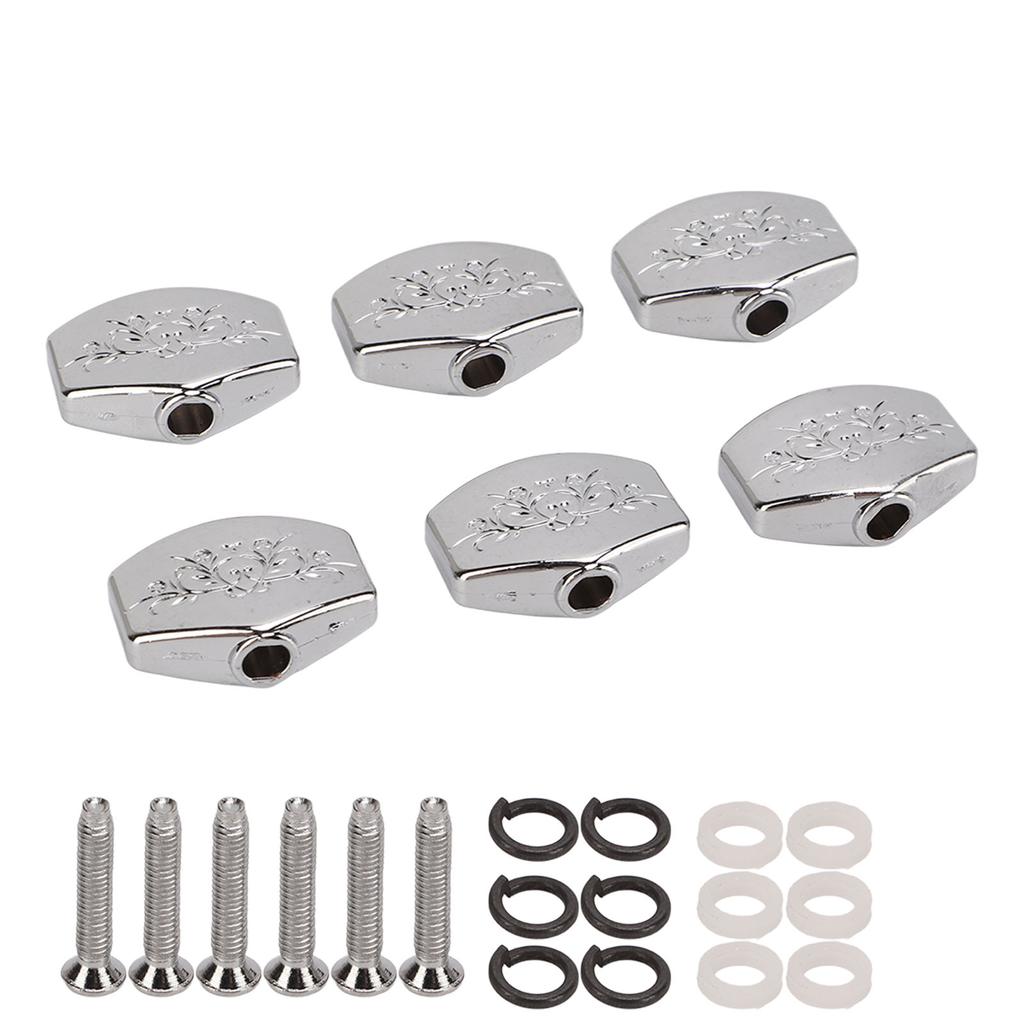 6Pcs Guitar Tuning Peg Tuners Button Machine Head Replacement Buttons Knob Metal Carved Big Square