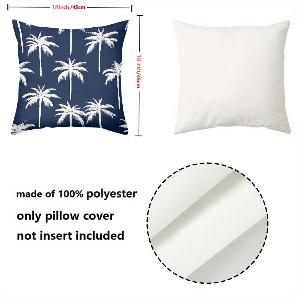 1 Pieces Navy Blue Palm Tree Print Throw Pillow Covers Pattern Cushion Cover Suitable For Sofa Bedroom Car Pillow Cover