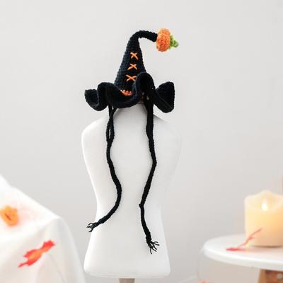 Breathable Halloween Dog Hat Pumpkin Mini Woven Pets Wizard Hat Ghost Fashionable Halloween Cat Headgear Head Decoration