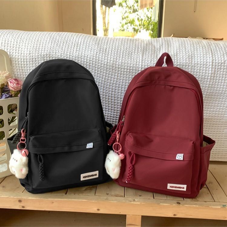 Schoolbag Fashion Korean Version Ins Backpack Female Junior High School Student Schoolbag College Style Large Capacity Solid Color Casual Backpack