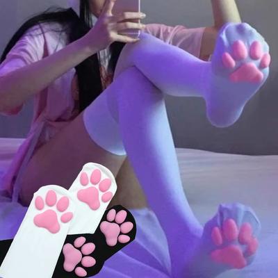 Cosplay Cat Paw Pad Long Socks Girls Pink Cute Lolita Thigh High Socks for Adult Women Cosplay 3D Cat Claw Stockings Lingerie
