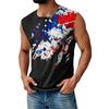Men's Summer Independence Day Printed Sports Button Pocket Sleeveless Tank Top