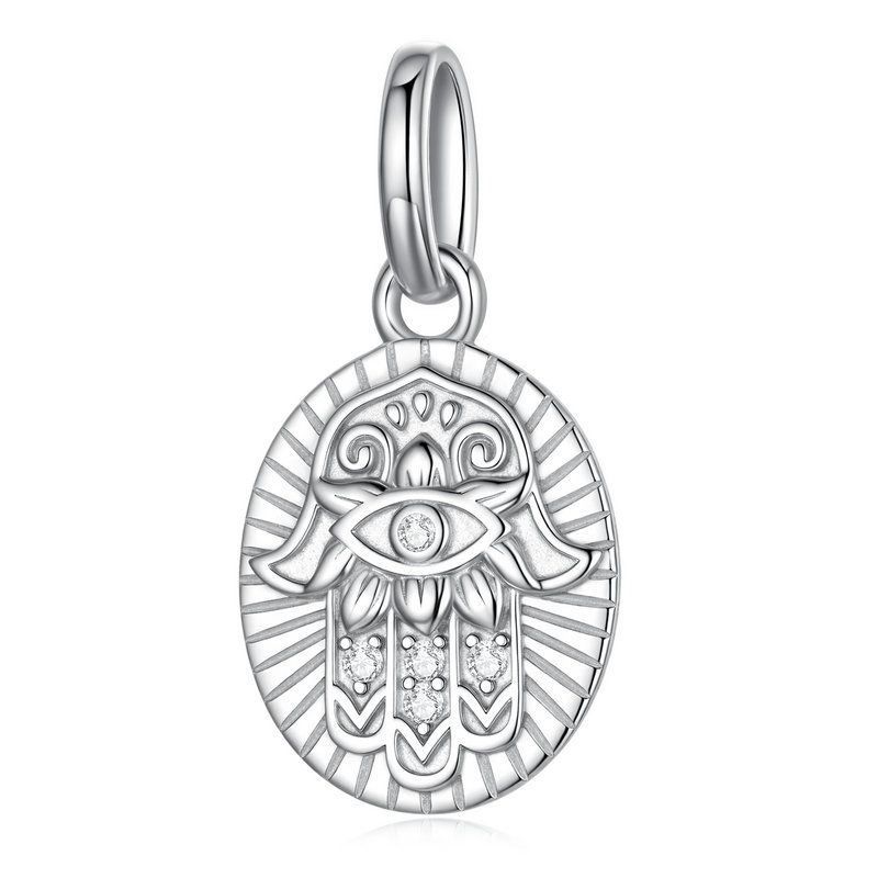 WOSTU 925 Sterling Silver Jesus Virgin Mary Pendant Charm The Hand of Fatima Bead Fit Bracelet Necklace DIY Prayer Family Gift