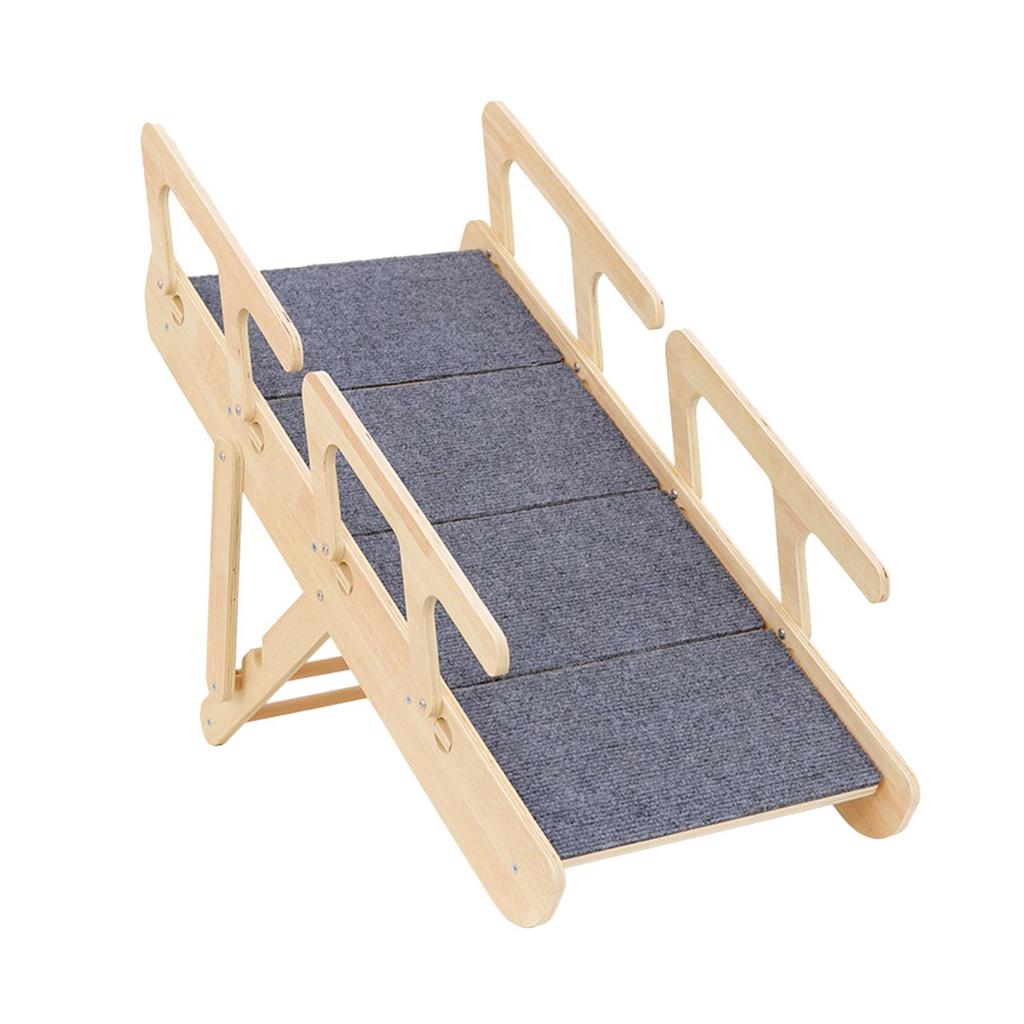 Wooden Pet Stair Portable Stable 2 in 1 for Cars Small and Older Animals 4 steps