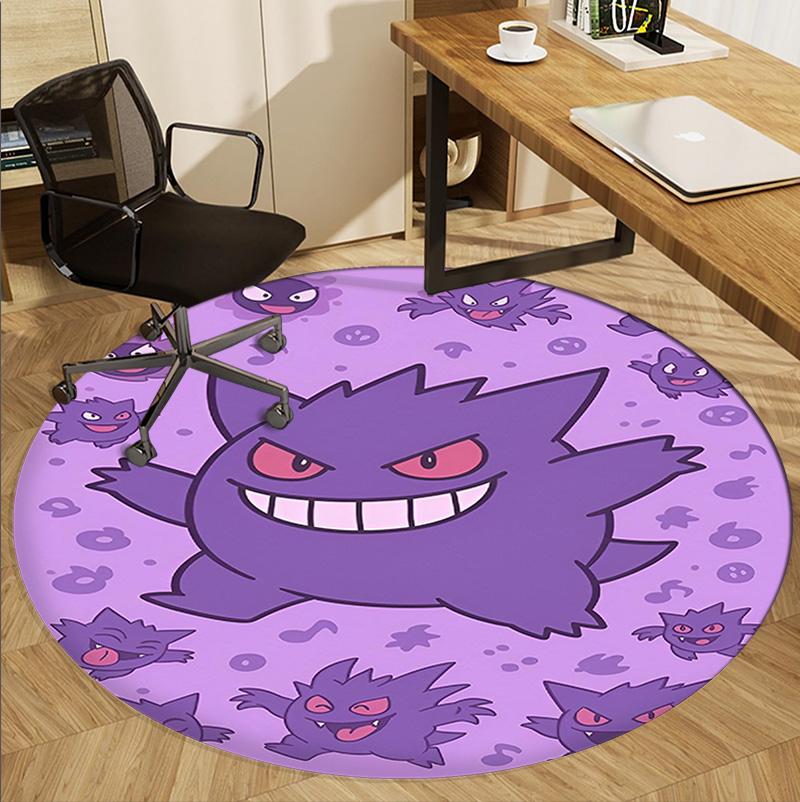 Gengar Pattern Round Rug, Indoor/Outdoor Mat, for Picnic, Gameroom, Bedroom, Office, Living Room, Home Decor Carpet, Birthday Gift