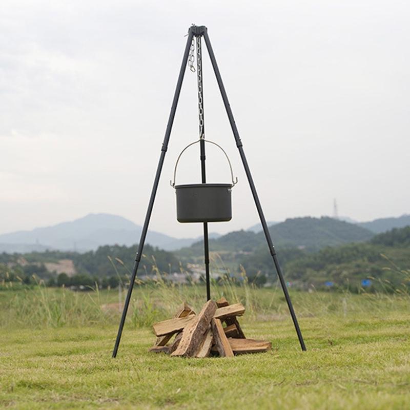 Treppiedi Pesanti da Campeggio Per Cottura all'Aperto Portatili Stand per Griglie a Fuoco con Altezza Regolabile per Falò Famiglia