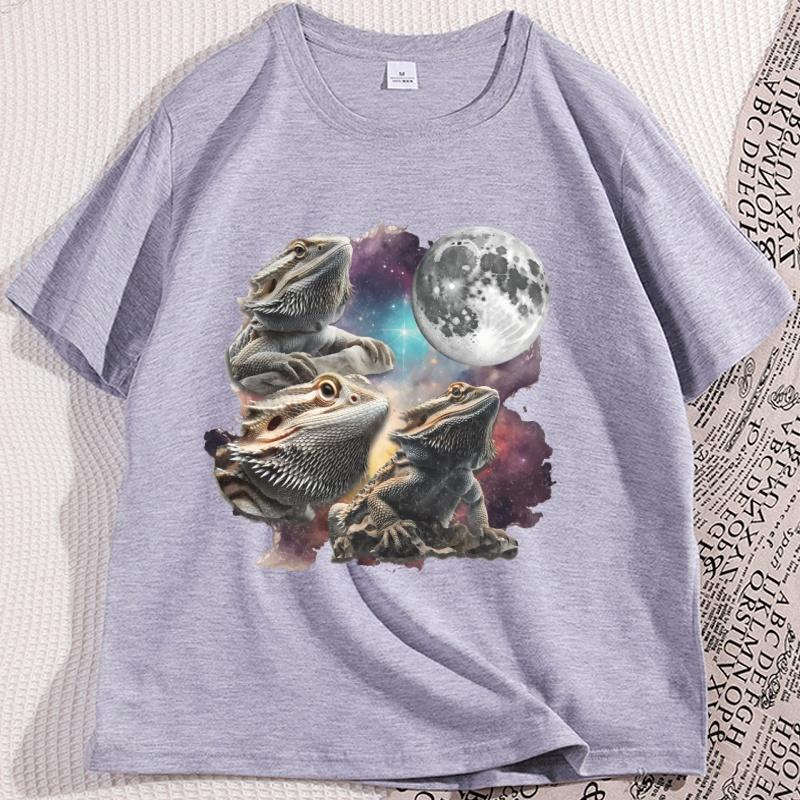 Funny Bearded Dragon T Shirts Casual Cotton Short Sleeve Tshirt Loose Round Neck Oversized Y2k Clothing High Qualty Tees