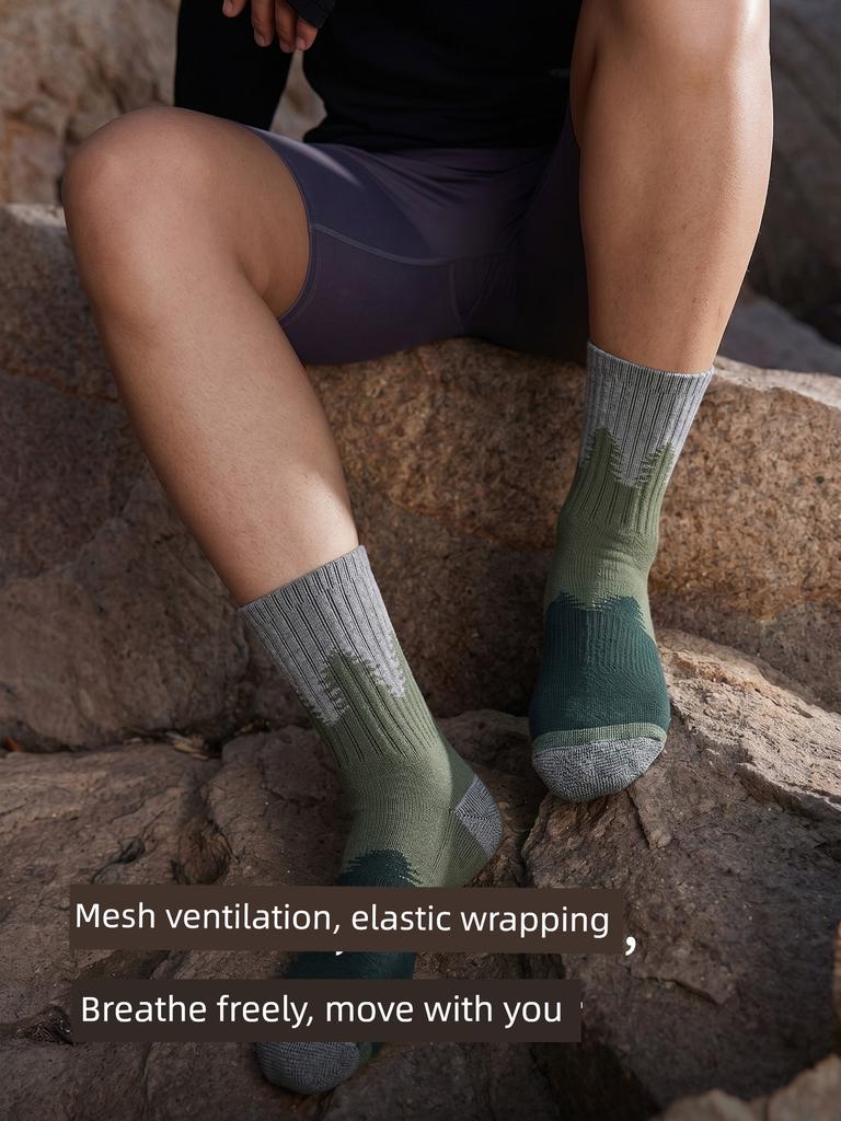 Coldelement Merino Wool Socks for Men, Outdoor Hiking, Mountaineering, Running, Sweat-Wicking, Quick-Drying Mid-Calf Socks for Sports
