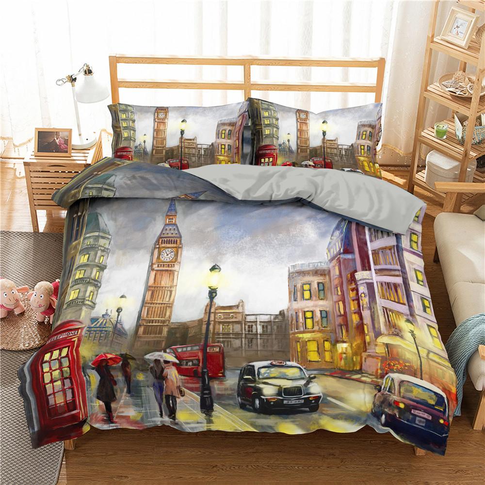 

Париж пододеяльник микрофибра Париж башня картина маслом комплект постельного белья автомобиль городской пейзаж узор пододеяльник Queen King Size EU single(135x200cm)