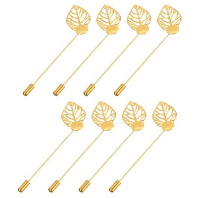 Uxcell Leaf Brooch Pins, 85mm Metal Tray Stick Lapel Pins with Long Needle Clips for Women and Men, Badges, Scarves, Hats, Gold Tone, 20 Pieces