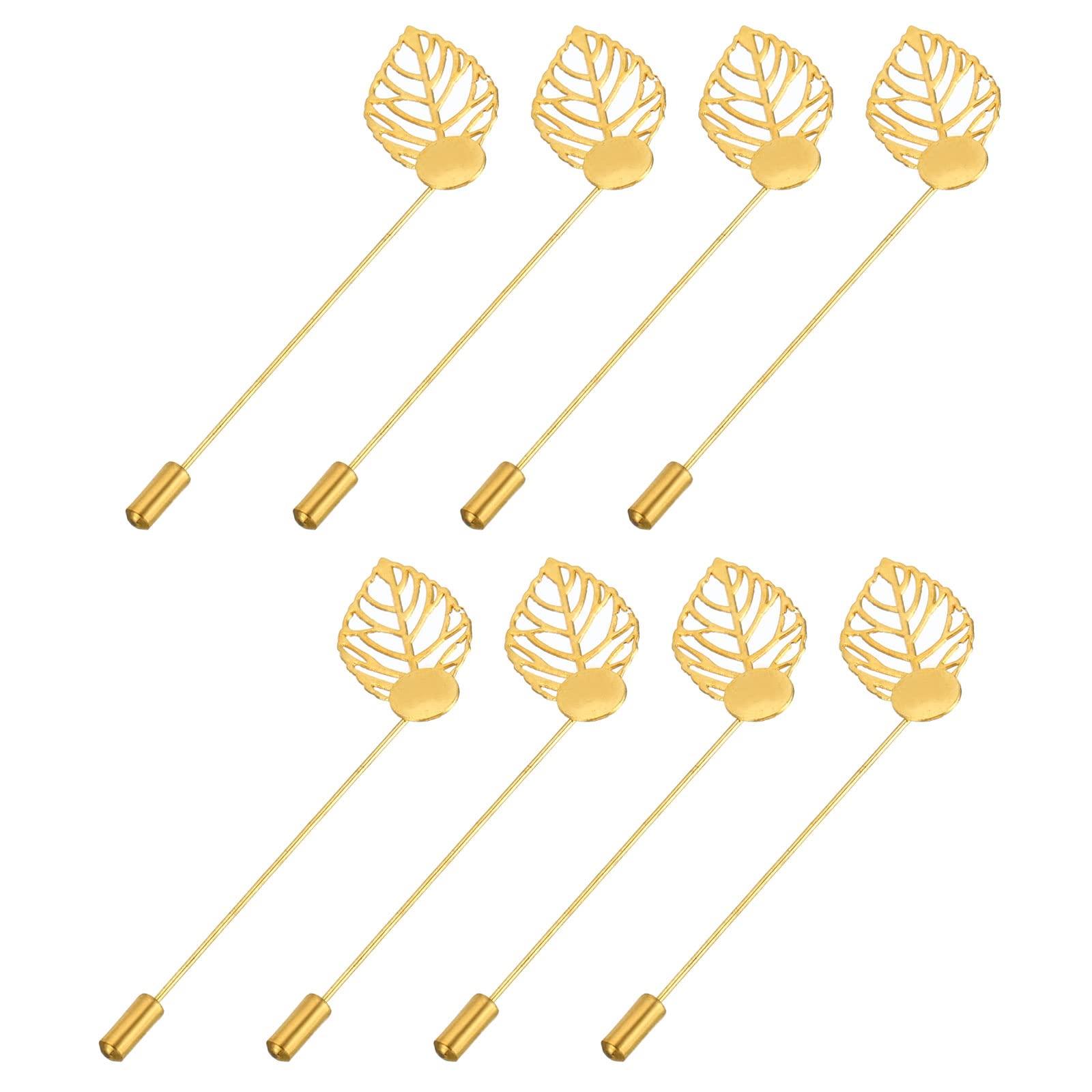 

uxcell Leaf Brooch Pins, 85mm Metal Tray Stick Lapel Pins with Long Needle Clips for Women and Men, Badges, Scarves, Hats, Gold Tone, 20 Pieces