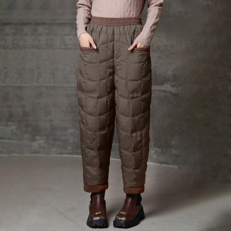 Women Warm Pants Lightweight Down Cotton Loose Large Size Casual Warm Harem Pants Warm Women's Pants