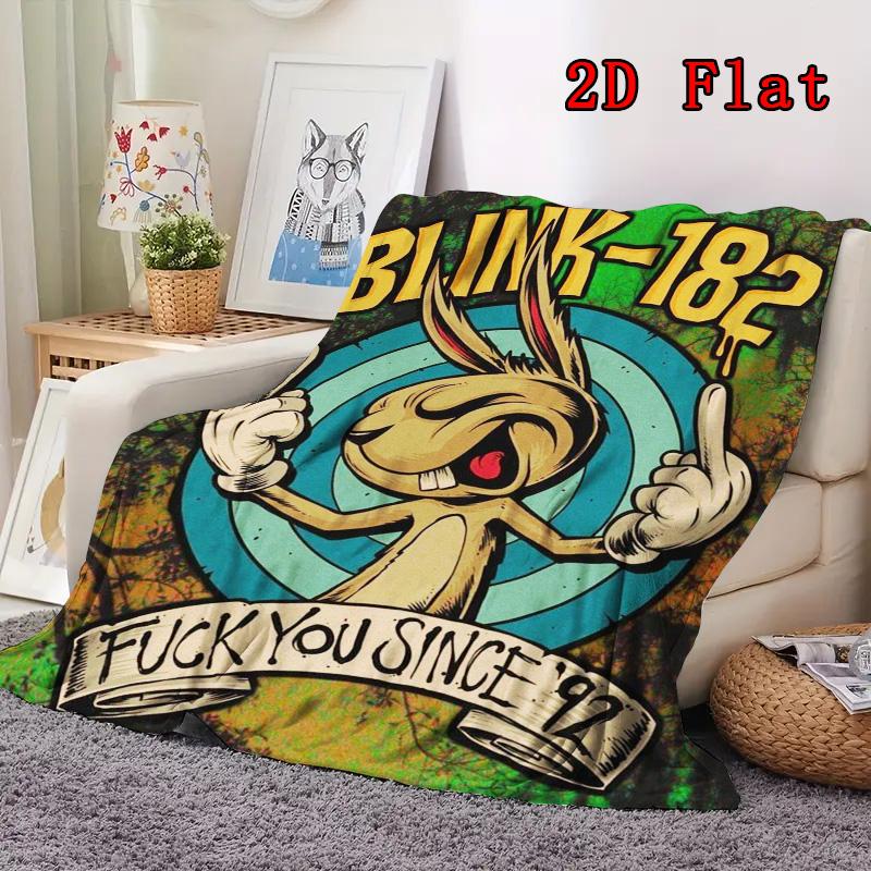 Vintage Rock Band Rabbit 2D Flat Pattern Flannel Blanket High quality All Seasons Warmth and Comfort Perfect for Christmas Gifts.MMT0918231