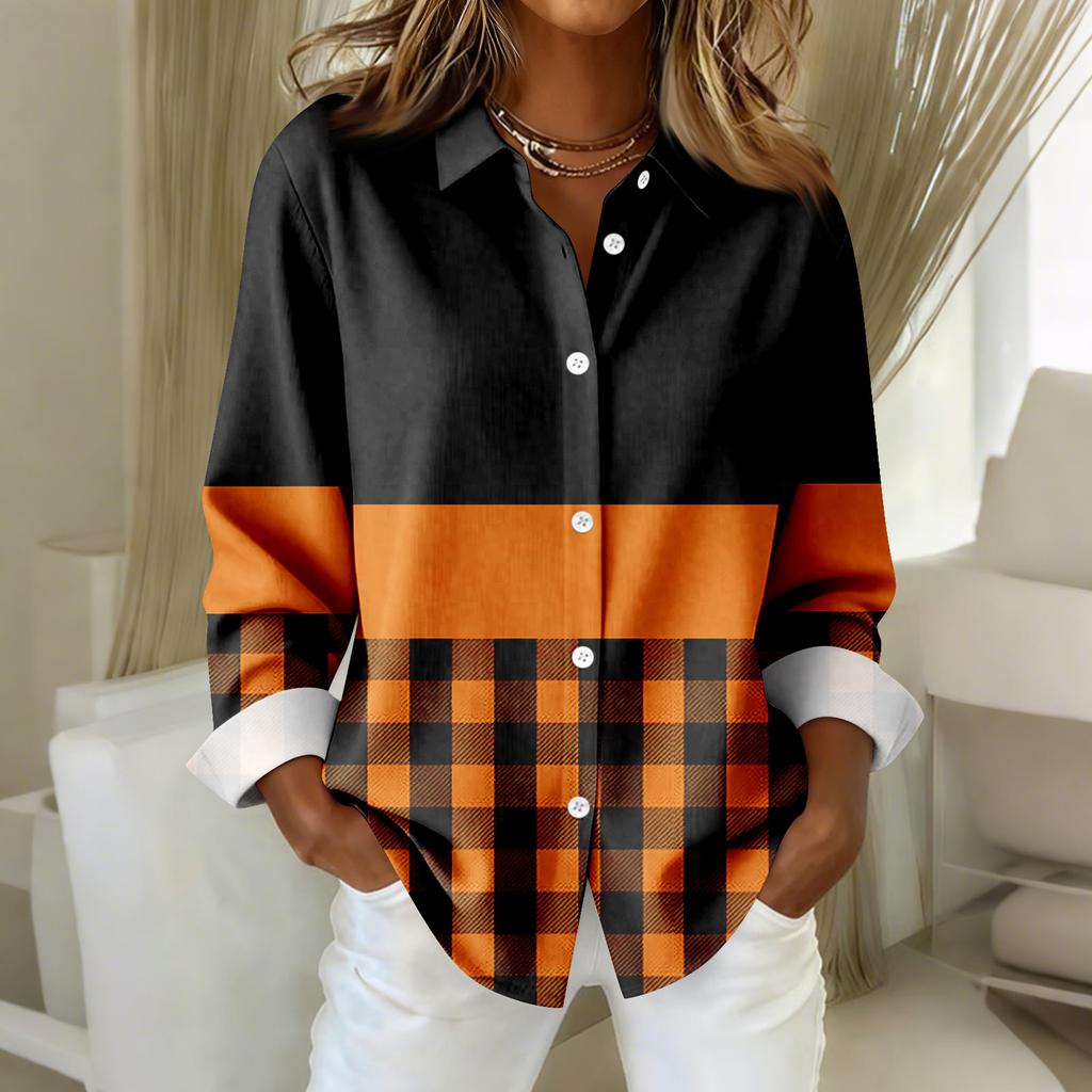 Women's Shirt Blouse Print Button Long Sleeve Casual Basic Shirt Collar Regular Top