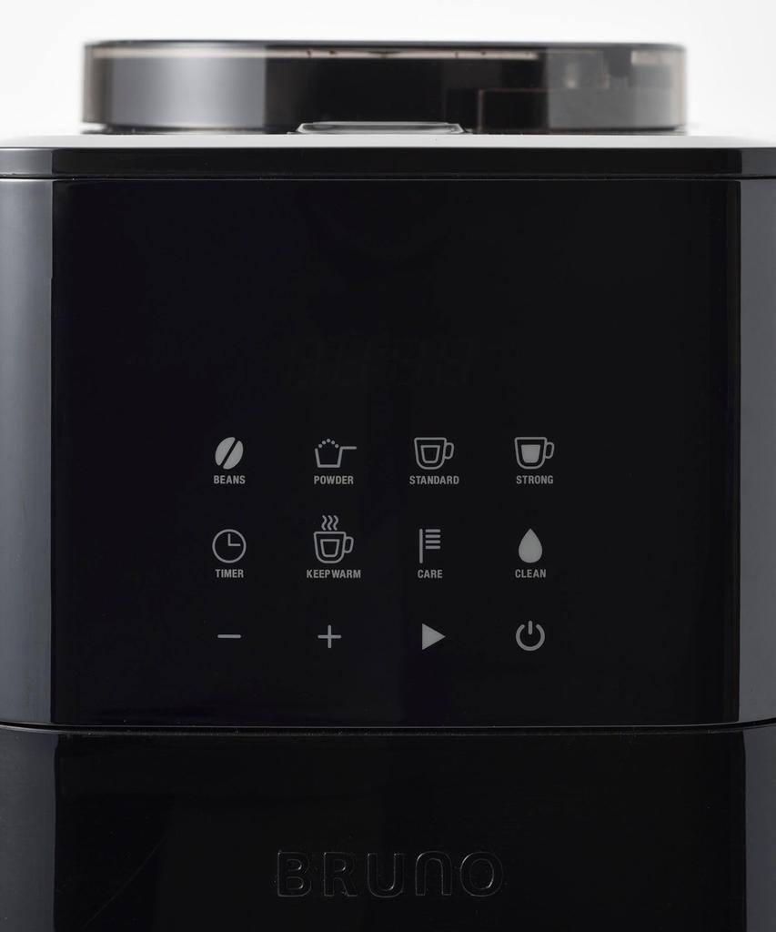 BRUNO Coffee Maker, Fully Automatic, Cone Type, with Coffee Mill, Bean or Powder Compatible, 3-Level Grind Size and Strength Adjustment, Greige,