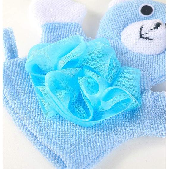 Bath and Shower Loofah Sponge Set of 3, Non-Toxic, Soft Terry Cloth, Cute Animal Design (Rabbit/Duck/Bear)