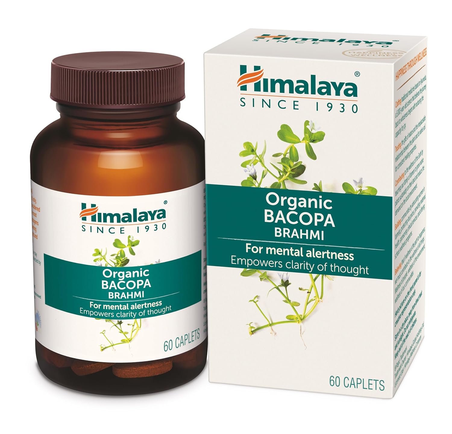 

Himalaya Organic Brahmi Caplets For Memory Focus Mental Alertness Positive Mood 60 Veg Capsules