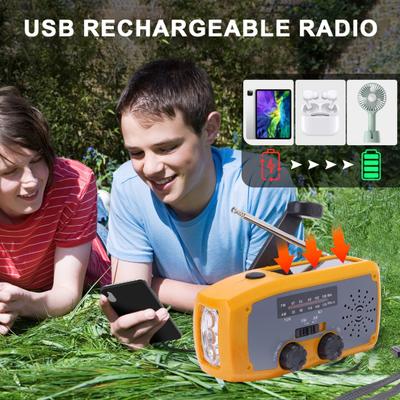Emergency Solar Radio with LED Flashlight Compact Design Portable Hand Crank Solar Powered Rechargeable AM/FM Radio