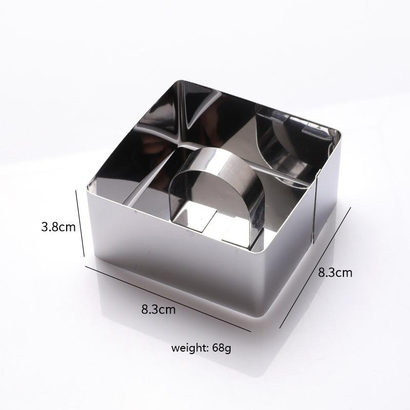 Stainless Steel Circle Cake Mold With Push Plate Circular Heart,shaped Flower DIY Cake Circle Mold Baking Tool