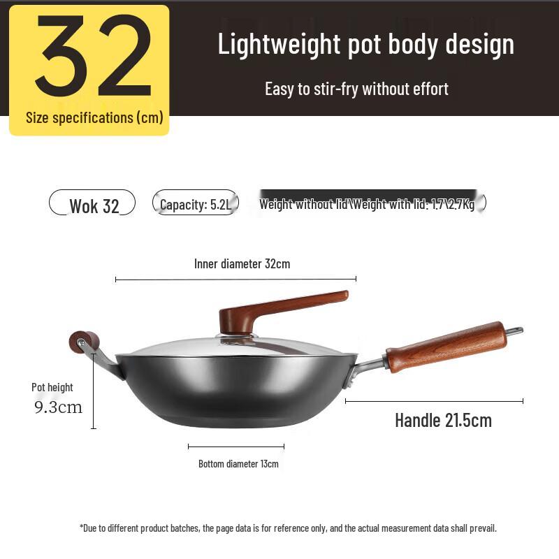 COOKER KING 32cm Lightweight Cast Iron Wok