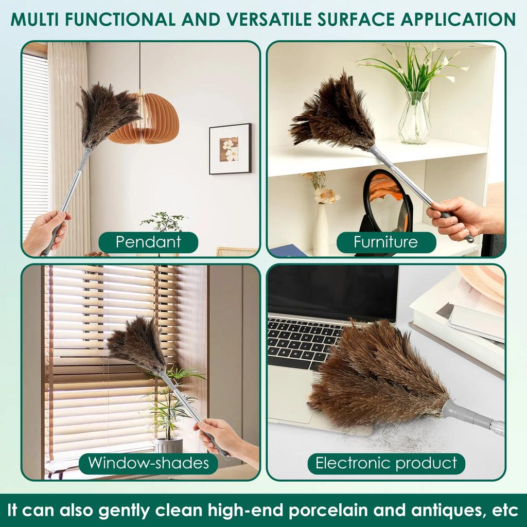 Feather Duster Telescopic Ostrich Feather Duster Ceiling Fans Feather Duster Reusable Ostrich Dusters For Home Cleaning Tools