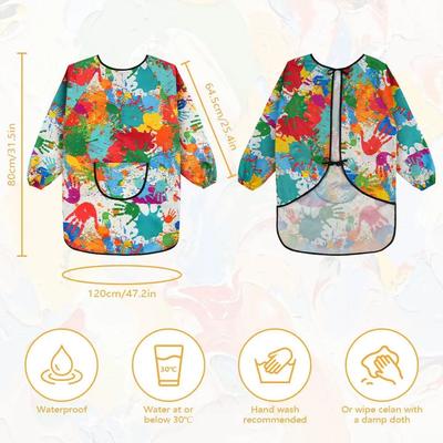 Delantal infantil pintado Delantal impermeable Manga larga con bolsillos 6 a 12 años para manualidades Cocina y Pintura Delantal