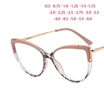 Oversize Cat Eyes Frame Clear Lens Glasses Big Simple Myopia Nerd Spectacles Degree -0.5 -1.0 -2.0 -3.0 -4.0 To -6.0