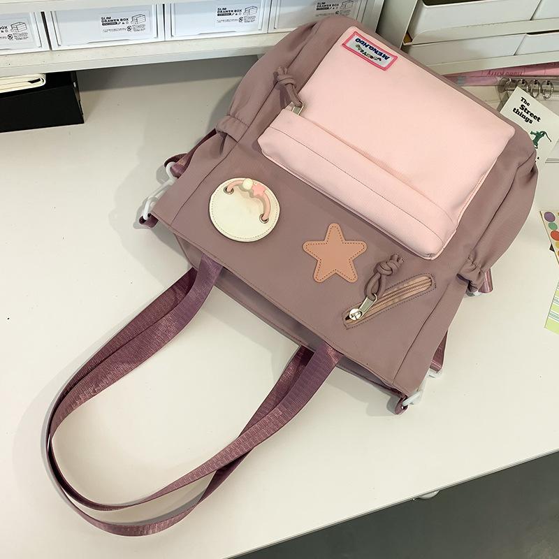Tutorial Bag Tutorial Bag Carrying Book Bag Girls and Children Primary School Students Contrasted Color Handbag One Shoulder Crossbody Bag