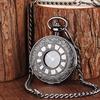 Vintage Roman Numerals Pocket Watch with Chain Hollow Case Steampunk Quartz Fob Watch