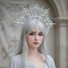Faux Pearl Inlaid Baroque Tiara Headband Vintage Goddess Headpiece Artistic Photoshoot