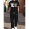 3D Navy Anchor Pattern Men's Set Summer Crew Neck Short Sleeve Shirt With Casual Trousers Two-Piece Set Casual Men's Set