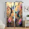 2 Pcs   Versatile Polyester Transparent Curtains for Home Decoration Hummingbird & Floral for Use In Bedrooms and Living Rooms