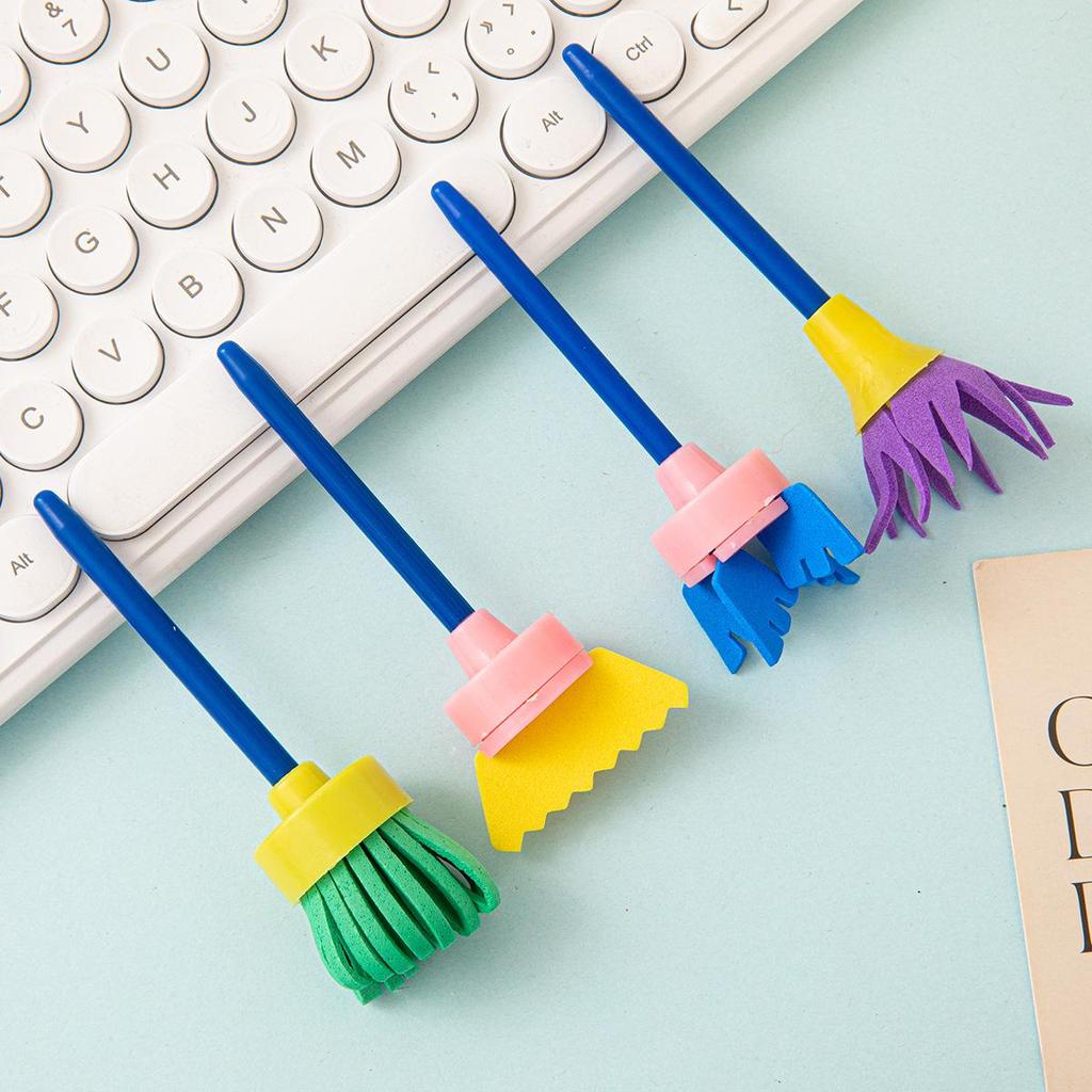 Children's DIY Sponge Painting Brush & Stamp Set for Graffiti Art