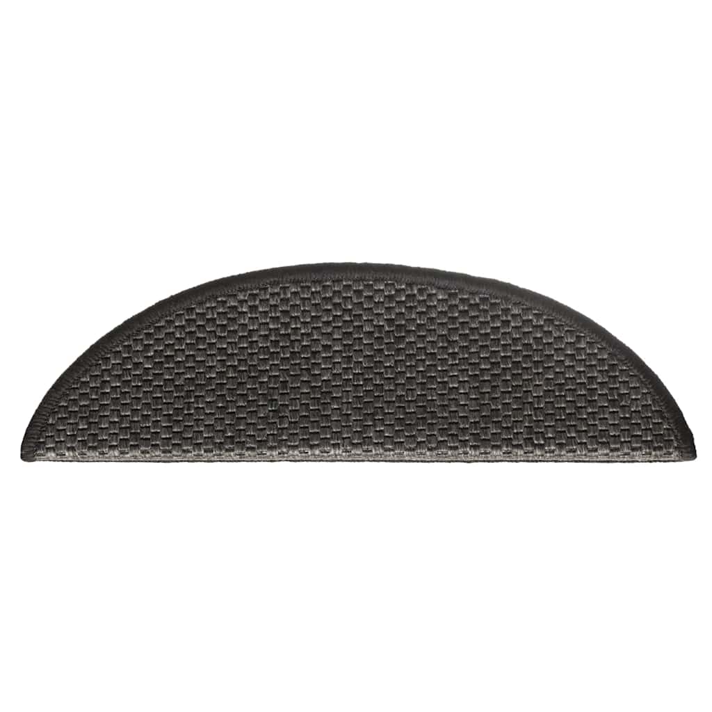 Self Adhesive Stair Mats Sisal Look 15 pcs 56 x 17 x 3 cm Anthracite
