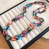 Bohemian Onregelmatig Geometrisch Schelp Glaskraal Dubbele Laag Lange Ketting Voor Vrouwen Trui Ketting