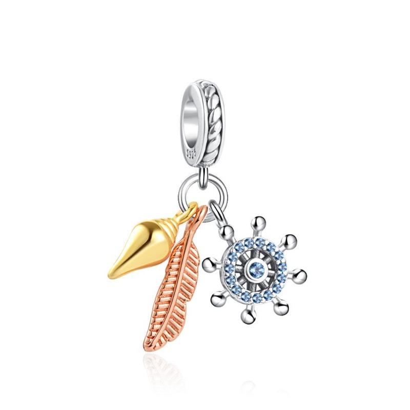 Fine Copper And Rose Gold Plated Sun Crown Pendat Fit Original Bracelet Trinket Necklace Jewelry Sunflower Charms